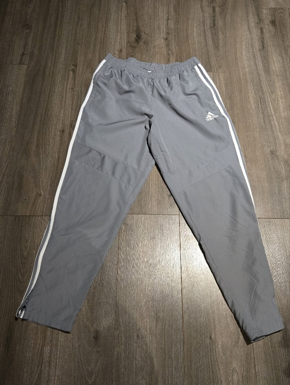 Adidas Men's Climalite Climaproof Pants Grey/White Size Large Track Zip Pockets